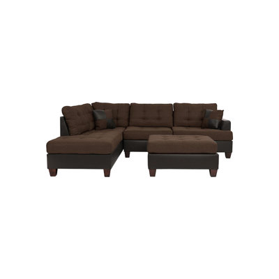 5 Seat Sectional With In Dark Chocolate Hue 5 Reversible Chaise,