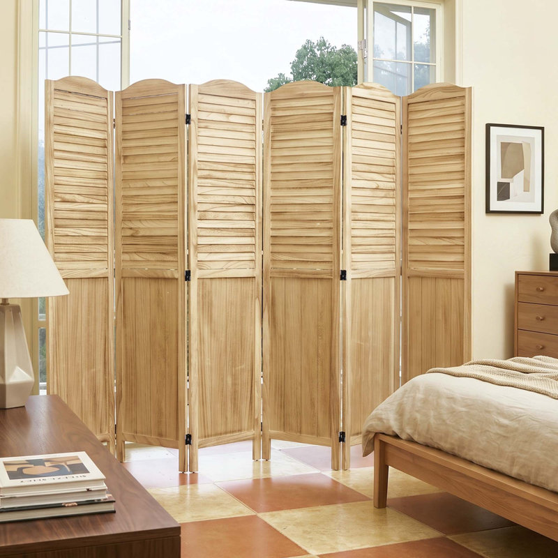 Paravent pliant en bois massif - Paravent, 6, Wood