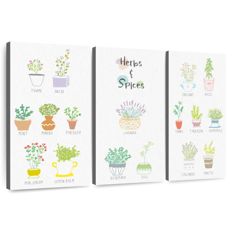 Yarlin Potted Herbs And Spices Chart, 28" H x 45" W