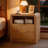 Fluted Nightstand With Charging Station (USB/Type-C Ports) – 19.7” Wide Modern Curved Profile End Table, 2 Drawers & Open Shelf Wood Bedside Table For Bedroom Natural Oak-1395710407-1395710424