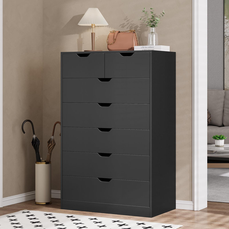 Tall 7 Drawer Dresser,modern Chest Of Drawers For Bedroom,closet Dressers With Drawer For Living Room, Entryway, Hallway(black/white)