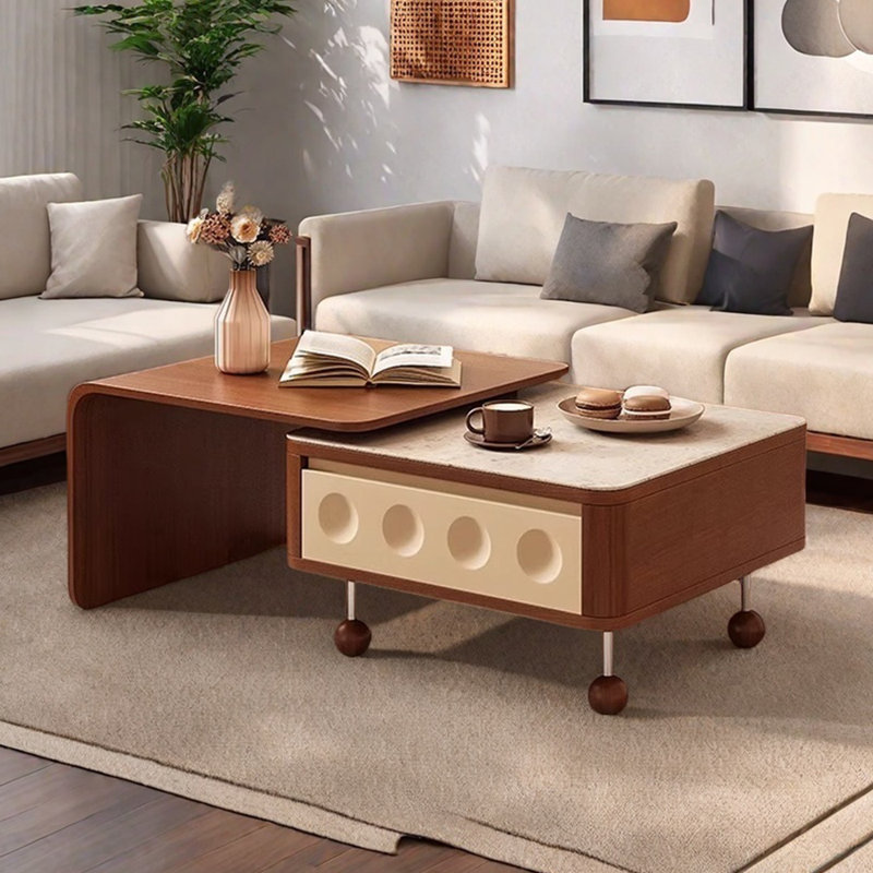 Table basse rétractable en noyer