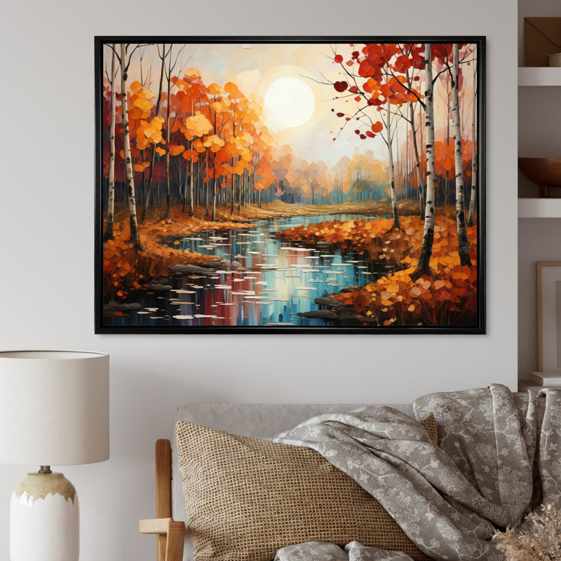 Canada Orange Autumn Symphony V, reproduction d'art sur toile, H 12 po x l 20 po x P 1 po, Cadre flottant noir
