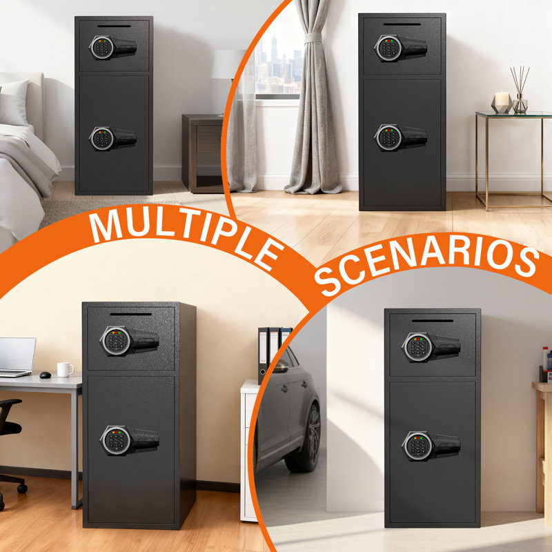 Coffre-fort de 6,5 pieds cubes, dispositif de sécurité domestique avec tablette amovible, intérieur doublé et éclairage à DEL, système d'alarme double et clavier numérique sécuritaire pour l'argent, les documents et le bureau