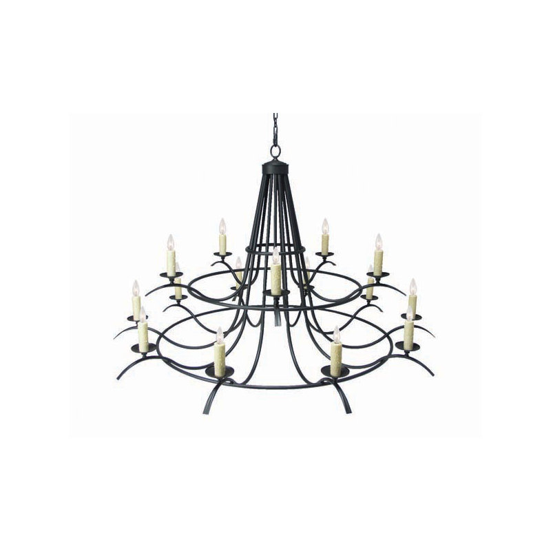 Octavia 15 - Light Chandelier, No Shade, Blackwash