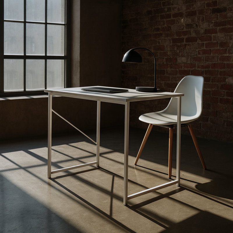 Harbour Housewares - Wooden Computer Desk, White, White