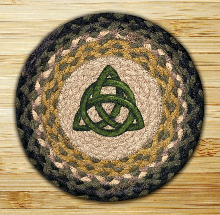 Earth Rugs Irish Knot Printed Round Trivet – 10"x10" Celtic Braided Jute Table Mat with Timeless Heritage Design