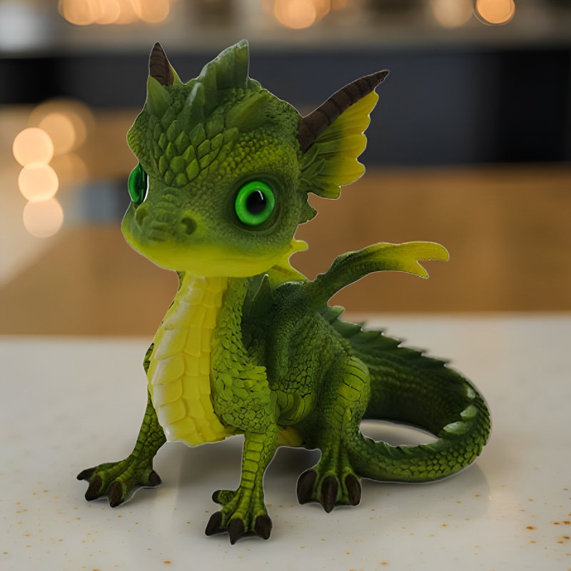 4.5"H Green Cute Dragon Figurine