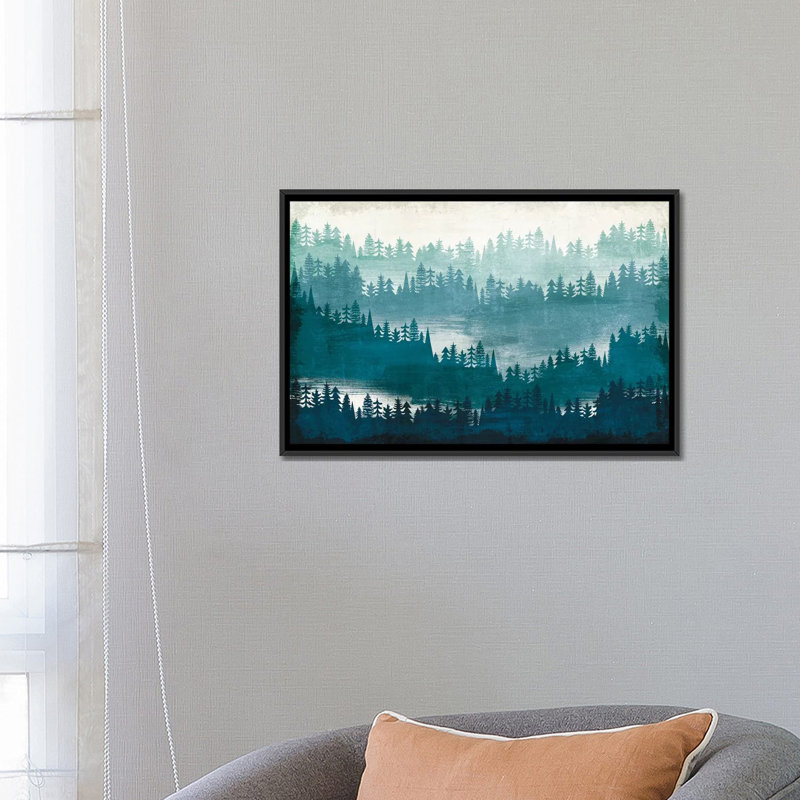 «Mountainscape II», impression sur toile tendue, H 18 po x l 26 po x P 1,5 po, Toile avec cadre noir, Pas de tapis