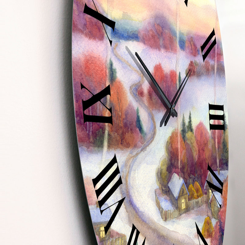 Winter Winter In The Village - Horloge murale Country, Petit