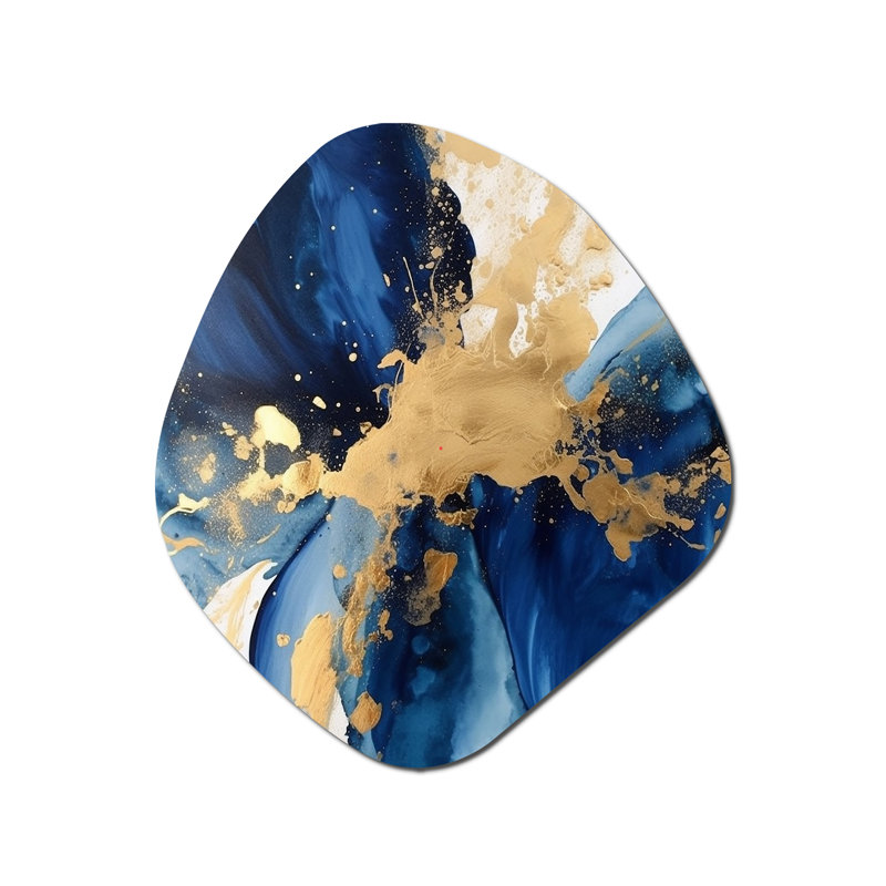 Lenard - Fractals, impression murale asymétrique, décoration murale en métal de forme unique bleue, H 28 po x l 25 po