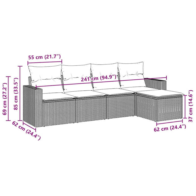 Vidaxl Garden Sofa Set Black, Cream White