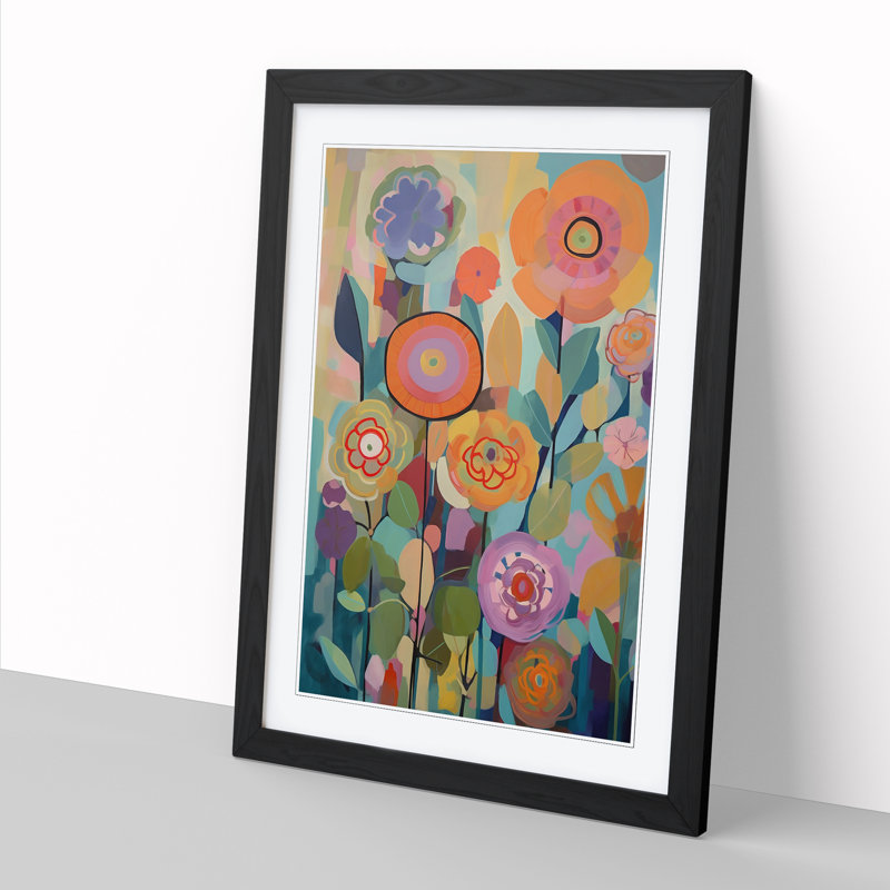 Contemporary Orphism Flowers Vol.7 - Single Picture Frame Print, 46cm H x 34cm W, Beige Framed