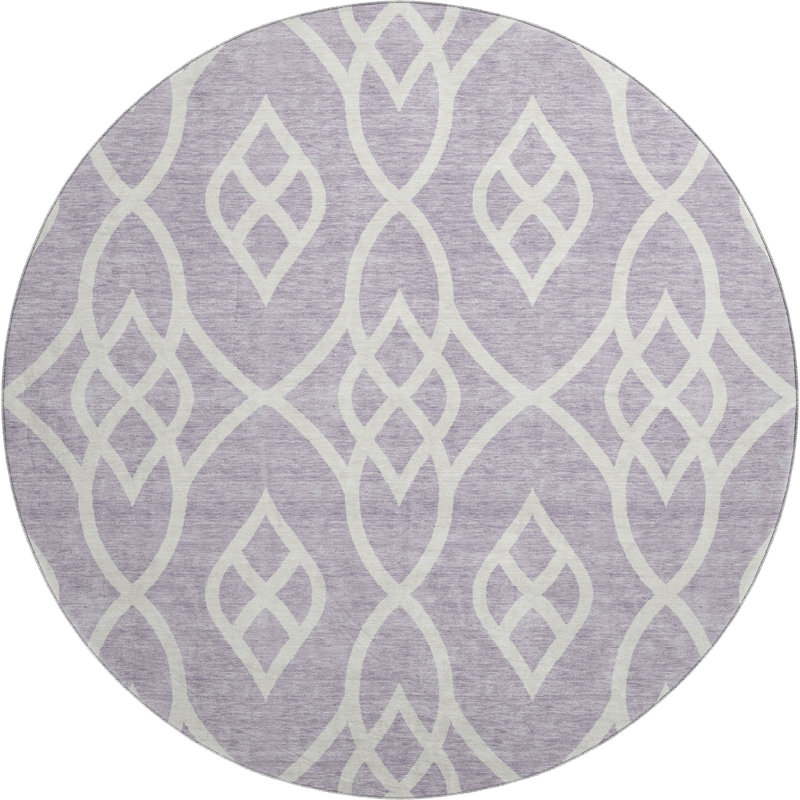 Premium Machine Washable Prisco Lavender Rug, Round 8'