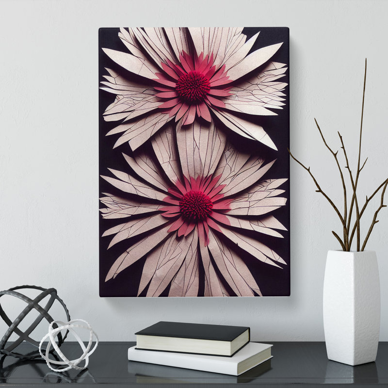 Chrysanthemum Flower Torn Paper - Wrapped Canvas, 76cm H x 50cm W x 3cm D