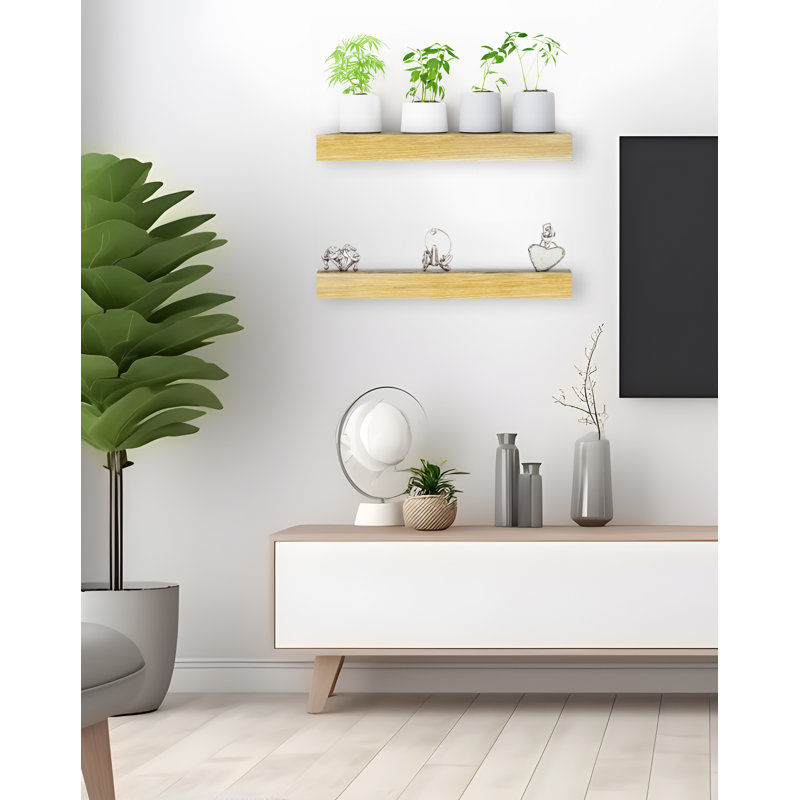 Tablette flottante 2 pièces Emerald Lee, Naturel, H 3 po x l 25 po x P 6 po