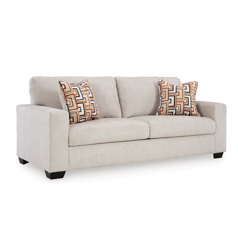 Grand canapé-lit Avie, 2 coussins décoratifs, polyester 85 po, Ivoire ivoire