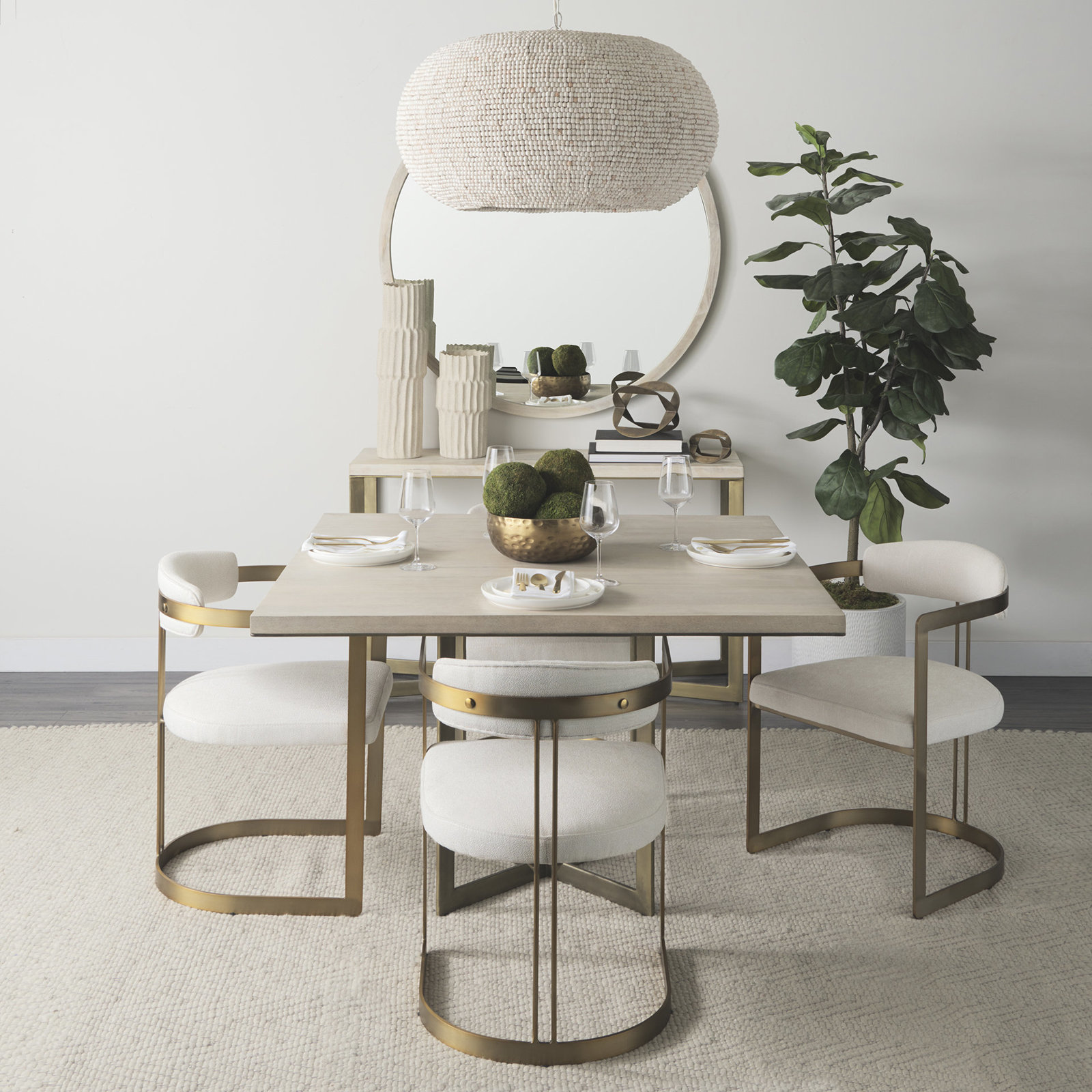 Tulane 48'' Dining Table, Light Brown, Gold