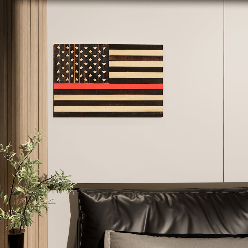 Décoration murale drapeau américain, H 16 po x l 24 po x P 0,8 po, Rouge