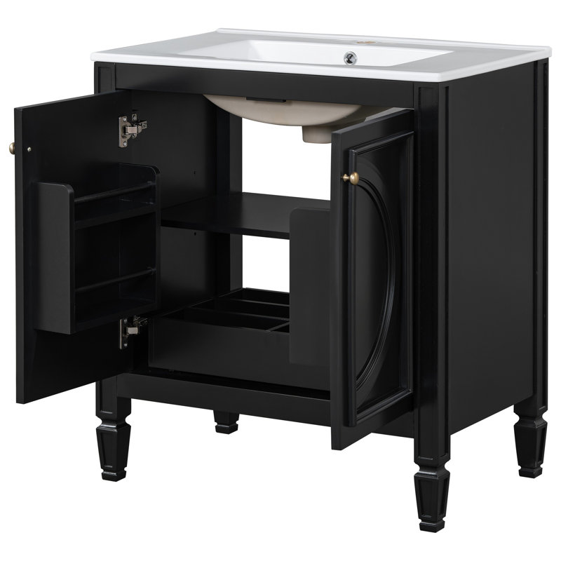 Meuble-lavabo 30 po avec lavabo, Noir, noir, noir, noir