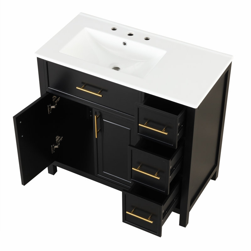 Meuble-lavabo 36 po avec comptoir d'évier, Noir