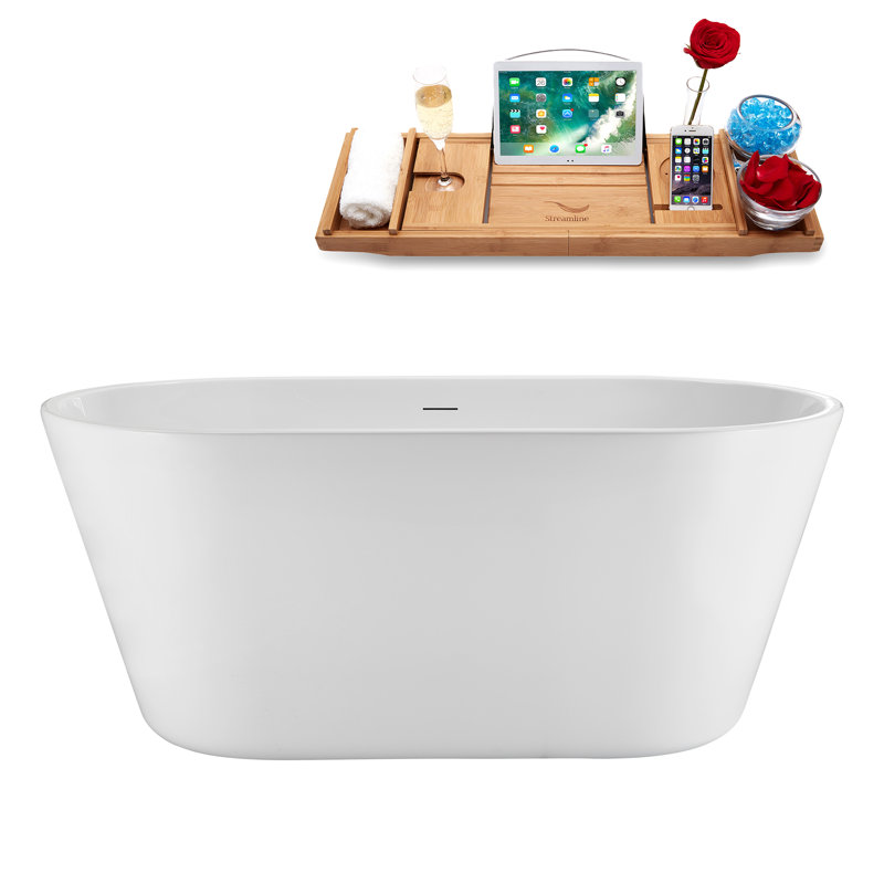 1369.1mm x 744.2mm Soaking Acrylic Bathtub, Polished Chrome/Glossy White