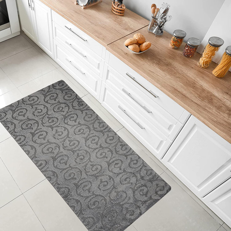 Tapis de cuisine Design, Rectangle 2 pi 8 po x 5 pi 4 po, gris