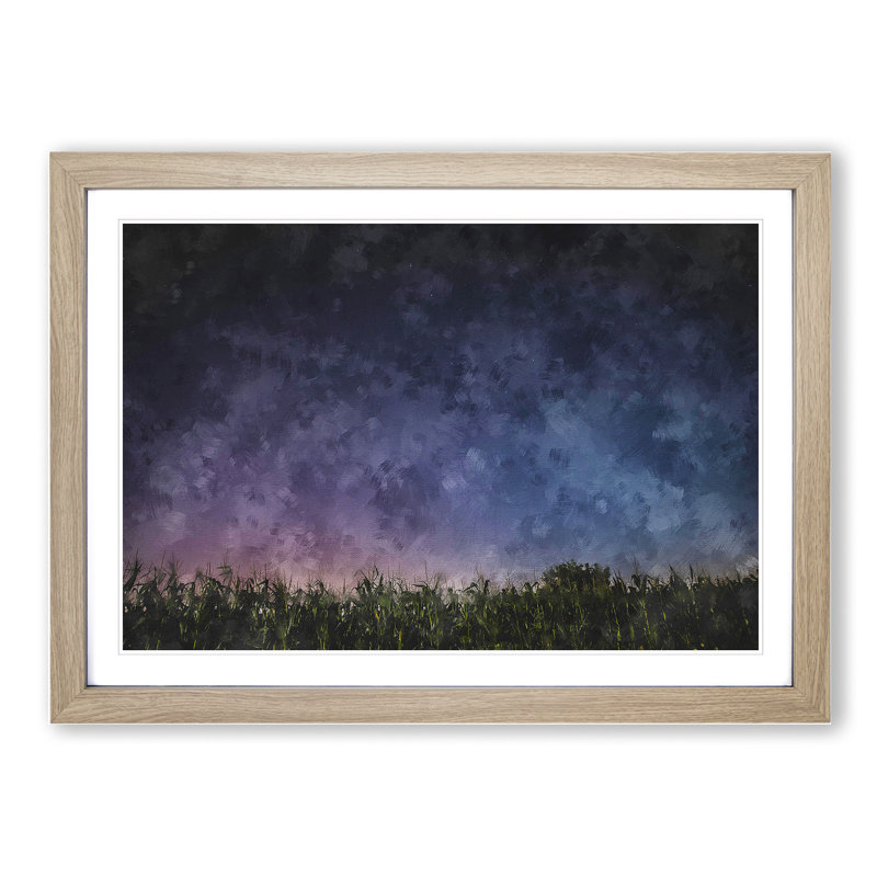 Grassfield in Romania - Picture Frame Painting, 36cm H x 48cm W x 2cm D, Oak Framed