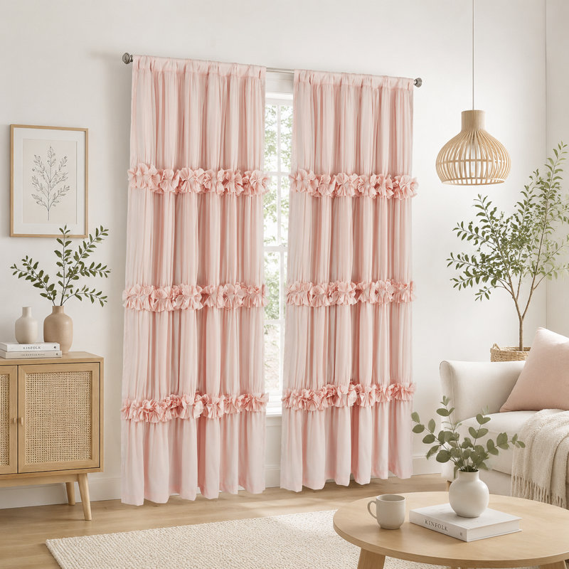 Rideaux occultant, rose pêche