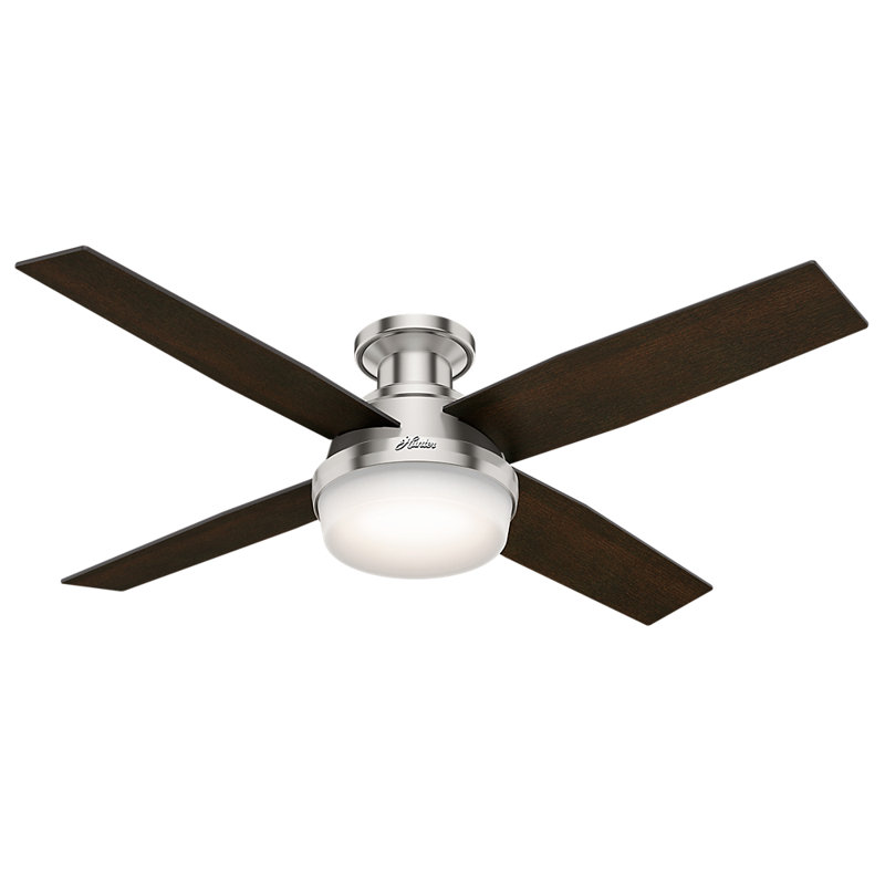 Ventilateur de plafond avec lumières DEL Pollman, Noir / chêne chocolat