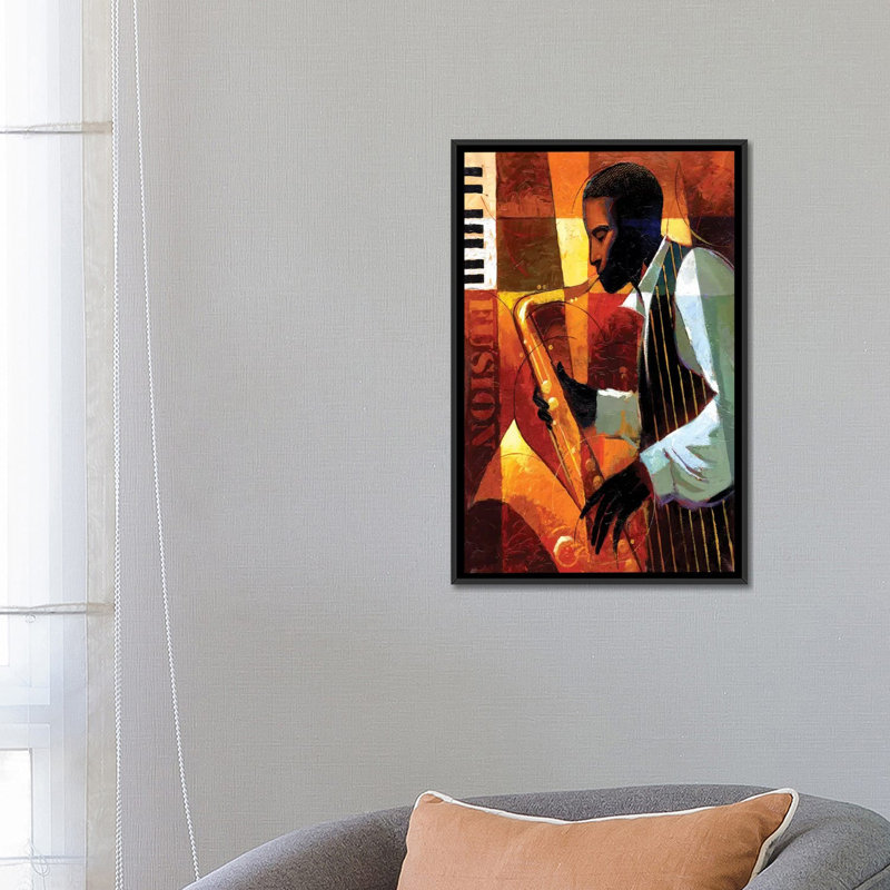 « fusion » par keith mallett, reproduction d’art sur toile, H 26 po x l 18 po x P 1,5 po, Toile avec cadre noir, Pas de tapis