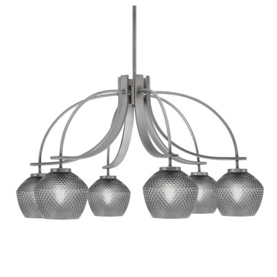 Cavella Light, Downlight Chandelier Shown With 6" Smoke Textured Glass