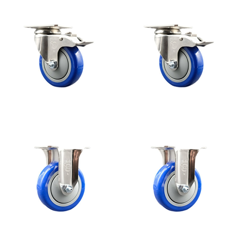 Roulettes en polyuréthane, Bleu