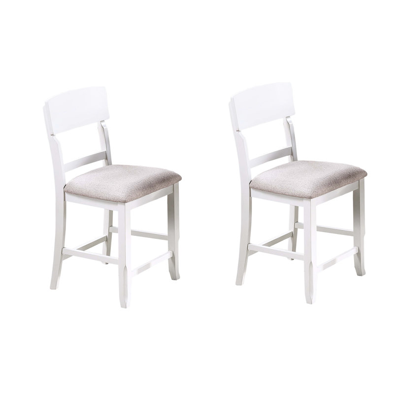 Dossier moderne et siège rembourré en tissu blanc de 2 chaises hautes pour la maison, Blanc