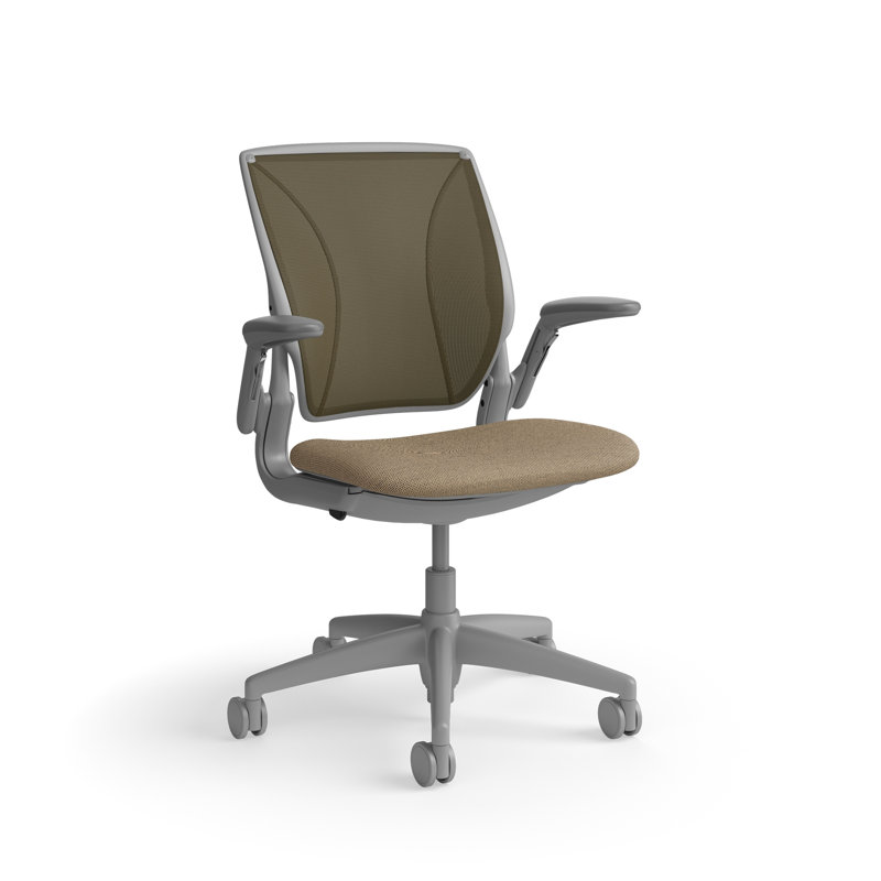 Fauteuil de travail ergonomique avec dossier en graine de coquelicot World ML World, Gris, Brown Mesh, TISSU BEIGE BRUN