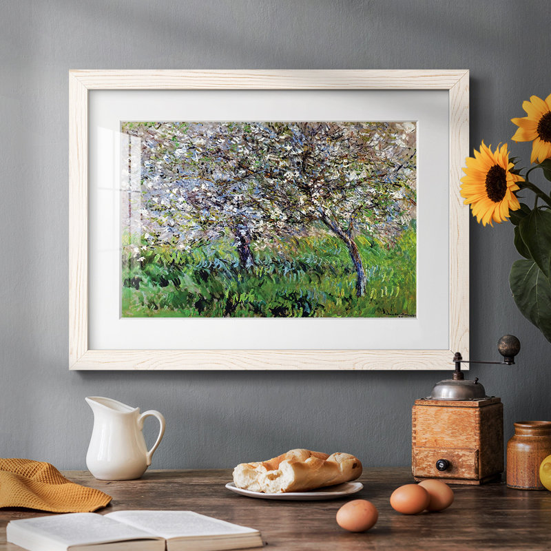 Pommiers en fleurs à Giverny, 1900, Cadre blanc, H 18 po x l 26 po x P 1,5 po
