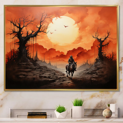 Cowboy Riding Into The II - Cowboys Wall Art Living Room
