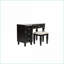 Ensemble de meuble-lavabo avec tabouret, mobilier de chambre noir traditionnel avec miroir en acier inoxydable 3 tiroirs | Bois d'hévéa | Noir-2016968225