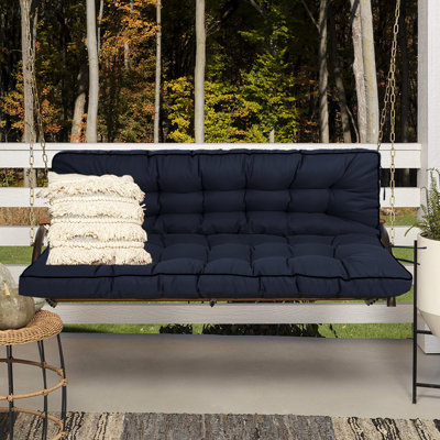 55"" Porch Swing Cushions, 3 Seats Swing Cushions For Outdoor Furniture Waterproof , Glider Cushion Replacement Thicken 4"" For Porch,Garden (Dark Blue) -  Latitude Run®, 030858D979D94ED9A0B894BAF6AAE765