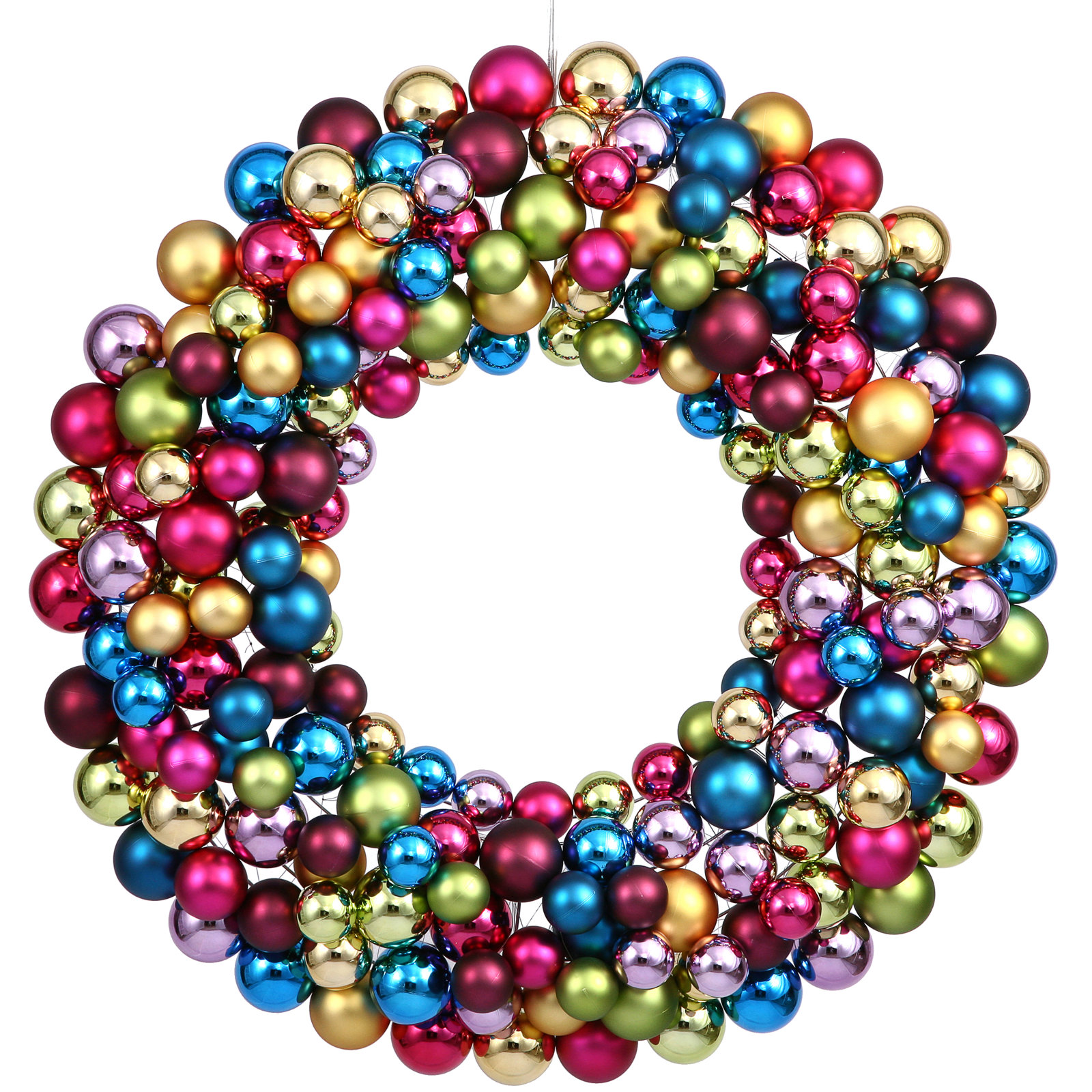 Shiny and Matte Ball Wreath, Multi, 36"