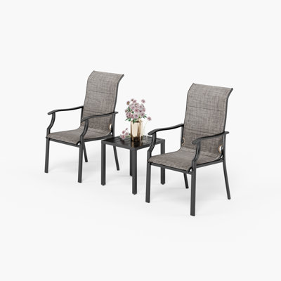 Ensemble repas 2 places avec chaises rembourrées en tissu Emy