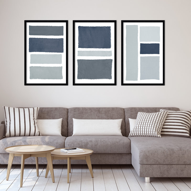 «Painted Weaving Trio», ensemble de 3 impressions murales encadrées par Piper Rhue, H 26 po x l 57 po