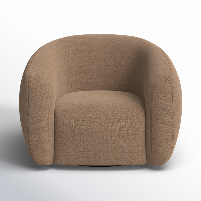 Channing Swivel Barrel Chair, Brown Polyester Blend