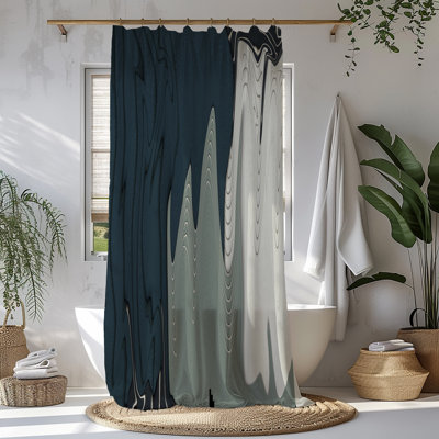 Sage And Teal Dripping Abstract Shower Curtain