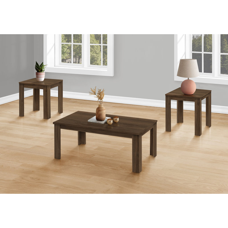 Ensemble de table, ensemble de 3 pièces, café, bout, côté, décor, salon, transitionnel, Noyer