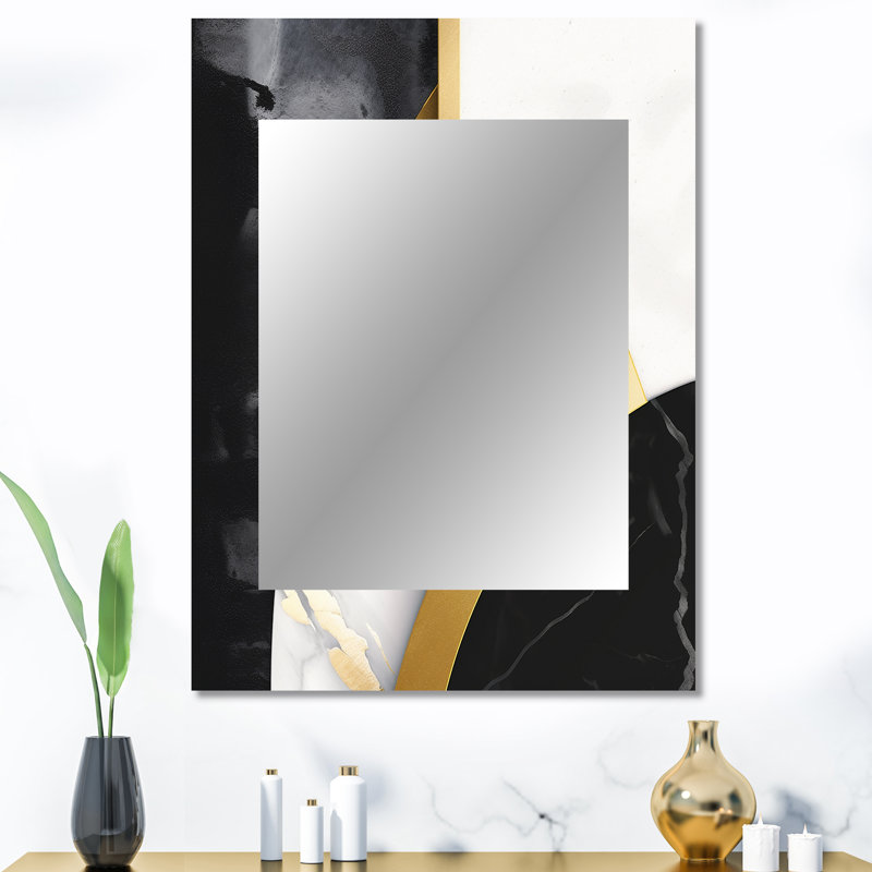 Marble Painting Shapes - Marble Unique Wall Mirror Decor, Gold Large Mirror, Printed Metal Art, 40" x 30"