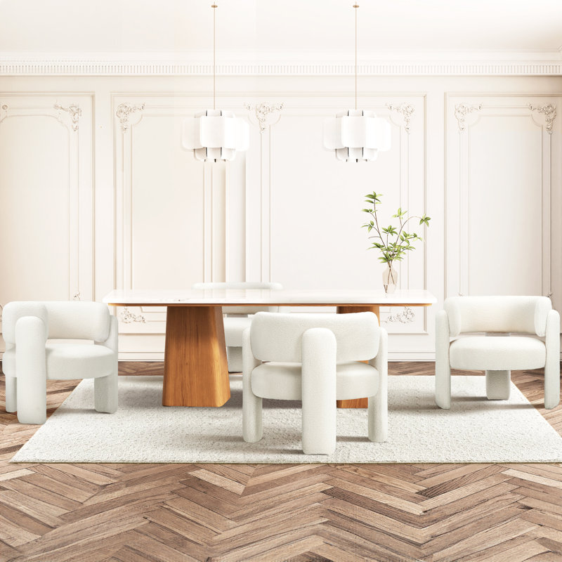 Modern Upholstered Barrel Armchair, Cream