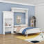 Grand lit escamotable en bois avec tablettes et lattes-349854147