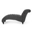 Chaise longue avec motif courbé et capitonnage à boutons, coutures en losanges, revêtement en tissu gris anthracite, capitonnage aux pieds en bois de bouleau et forme confortable, tissu
