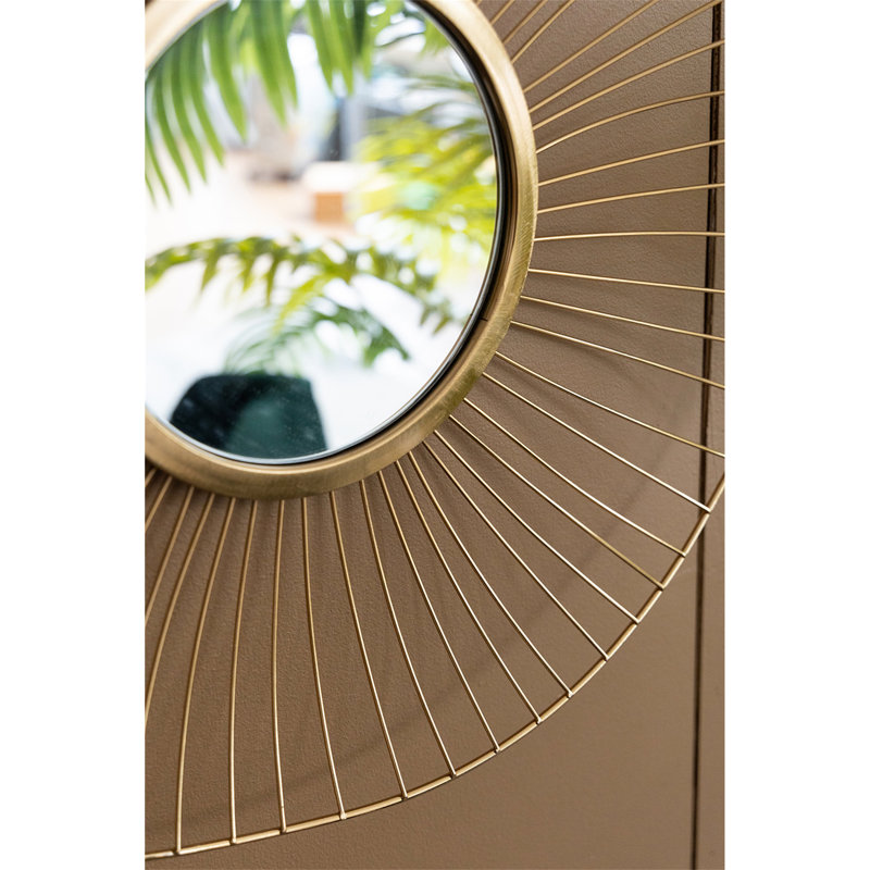 Ensemble de 3 miroirs muraux abstraits avec cadre doré pour la maison et le bureau, dessus du buffet